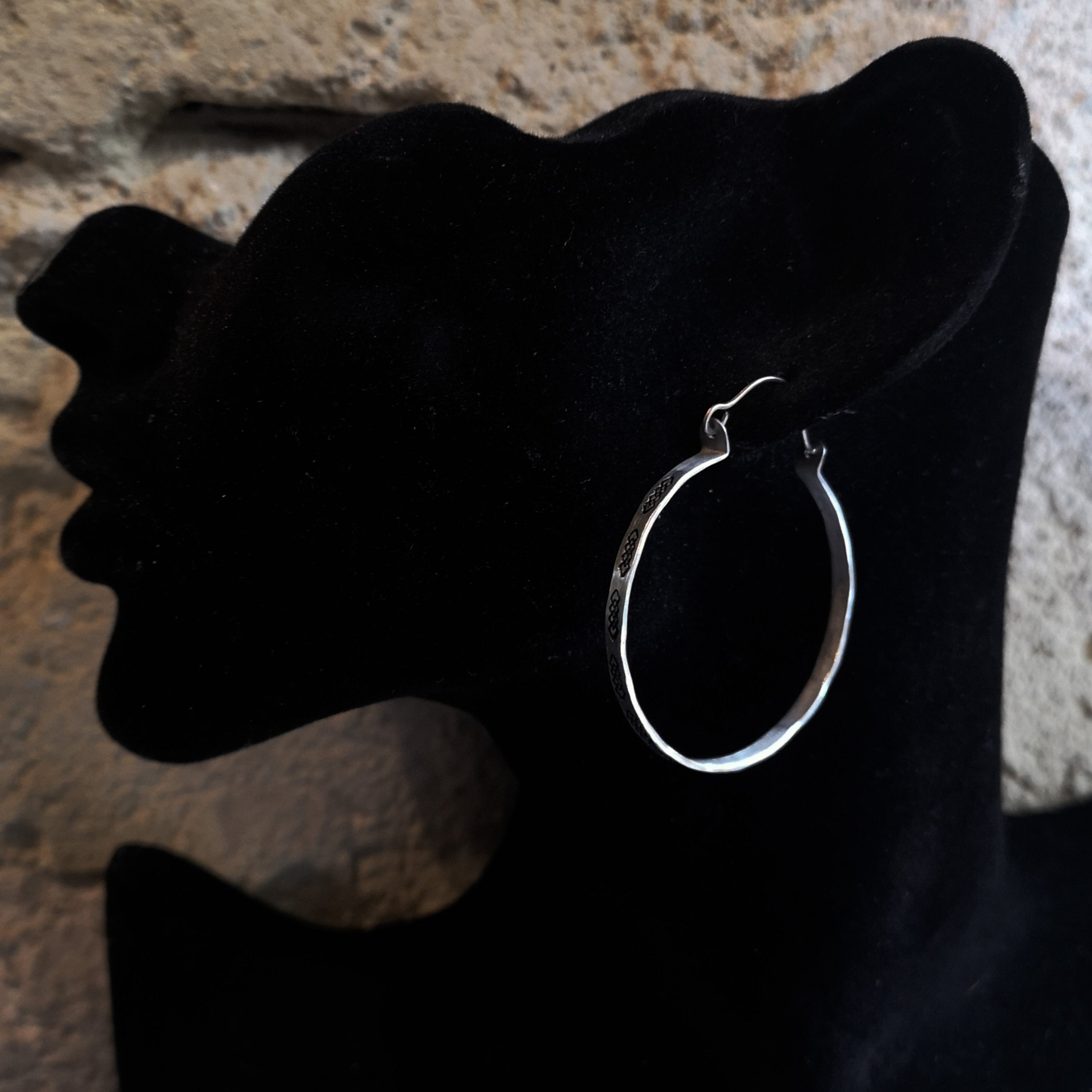 Lightweight hoop earrings - Titanium earwires - Boho hand hammered - Rustic stamped unique hoops - Hypoallergenic - Madebyjenwren